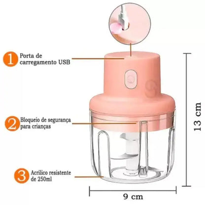 Mini Triturador Elétrico Recarregável