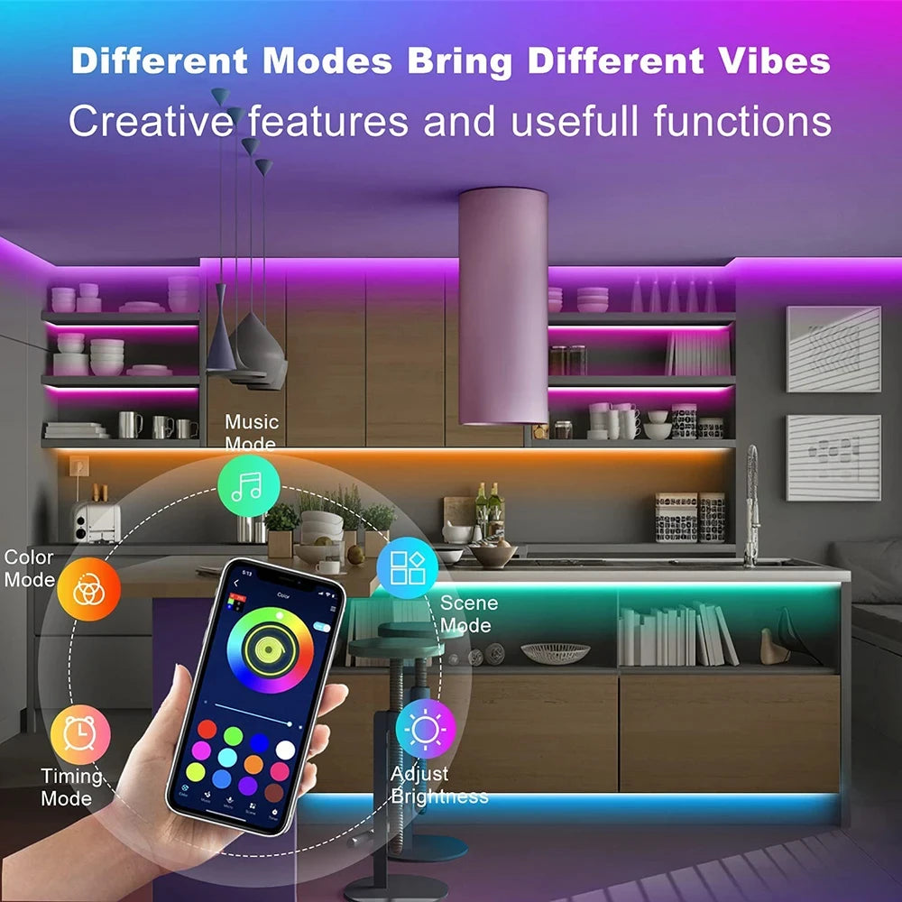 Fita LED RGB 5050 Bluetooth com Controle APP