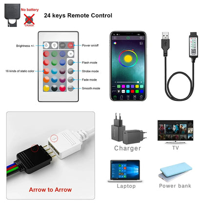 Fita LED RGB 5050 Bluetooth com Controle APP